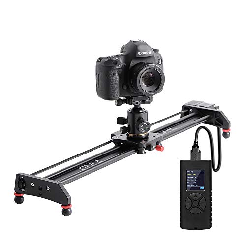 GVM Great Video Maker Motorized Camera Slider Video Rail Track Dolly with Controller Video Shooting Time-Lapse Aluminum Alloy Video Slider for Interview Film Photography - 27'' Motorized Camera Slider