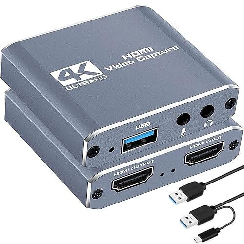 HDMI Capture Card 1080p 60fps Video Audio Game Recorder Device Converter for Gaming/Live Streaming/Video Conference, and Compatible with Nintendo Switch/PS4/Xbox One - Gray(usb2.0)