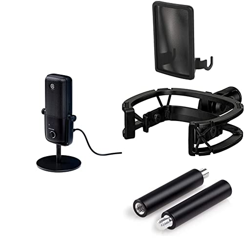 Elgato Wave:3, Premium USB Condenser Microphone and Digital Mixing Solution Wave Pop Filter Wave Shock Mount Wave Extension Rods, 2 x 5 cm / 1.97 Inch Steel Rods - Wave:3 Kit