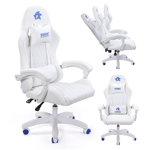 Sakar Blue Gaming Chair | PU Leather | Reclining Armrest, Class 4 Gaslift | Adjustable 90-135 Degrees | Adults and Teens