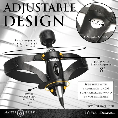 MASTER SERIES Thunder Strap Wand Thigh Harness, Black.