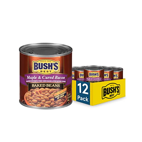 Bush's Best 12-16 oz Maple & Cured Bacon Baked Beans (Pack of 12) - Maple & Cured Bacon