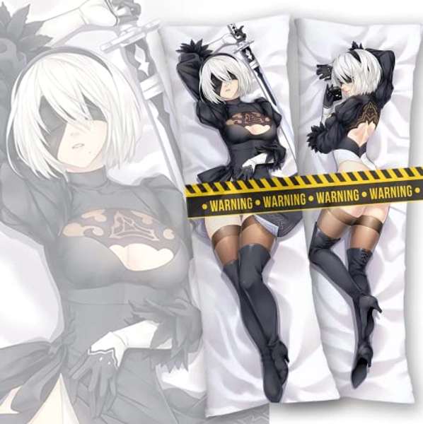 Yuedevil 2B Body Pillow Cover Case Hugging Soft Anime Character Merch Stuffed Double-Sided Printed Plush Room Decor Dakimakura 59" x 20" - 2b - 59" x 20"