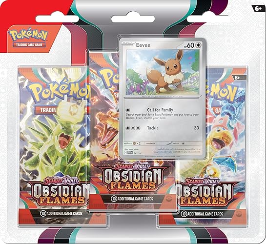 Pokémon TCG: Scarlet & Violet—Obsidian Flames Triple Pack—Eevee (3 Booster Packs & Foil Promo Card) - Obsidian Flames - Eevee