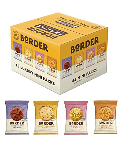 Border Biscuits 48 Packs, Mini Multipacks Biscuits Box, 4 Flavour Variety Luxury Biscuits, 2 per pack, Individually Wrapped Biscuits, Bulk Biscuits and Cookies, Biscuits Gift Set - chocolate - 48 Count (Pack of 1)