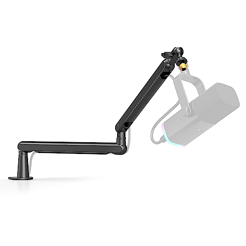 FIFINE Microphone Boom Arm, Low Profile Adjustable Stick Microphone Arm Stand with Desk Mount Clamp, Screw Adapter, Cable Management, for Podcast Streaming Gaming Studio-BM88 - Black
