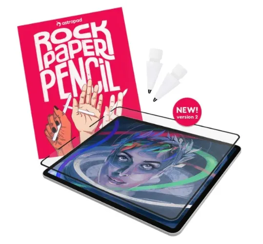 Rock Paper Pencil — Magnetic iPad Screen Protector + Apple Pencil Tips | 12.9" iPad Pro (3rd generation and newer)