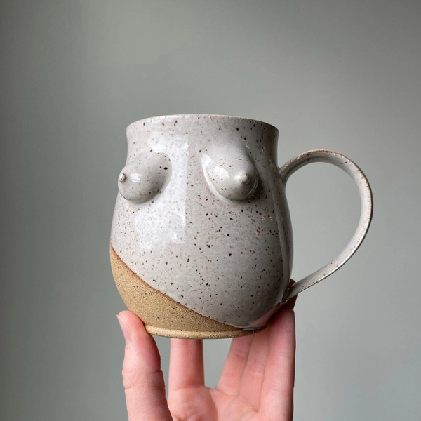 Handmade Pottery Boob Mug 14-16oz// Dishwasher and Microwave Safe// Made-to-order
