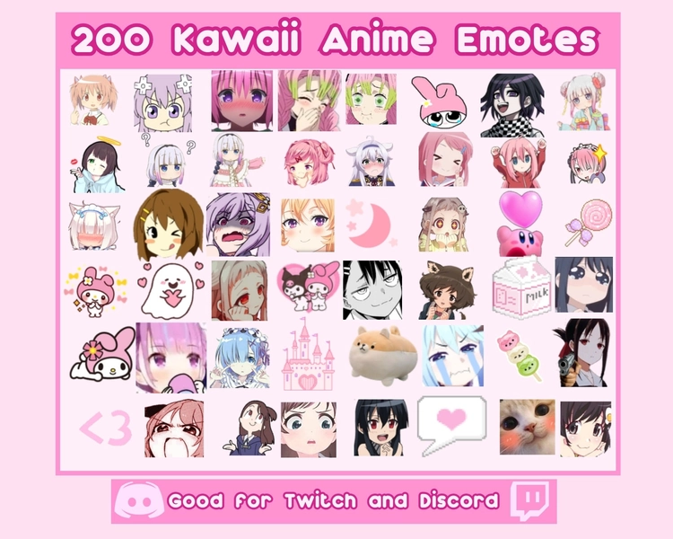200 Cute Anime Girl Emotes for Twitch and Discord | Cute/Funny Emojis | Aesthetic Custom Emotes | Discord/Twitch Emojis Aesthetic