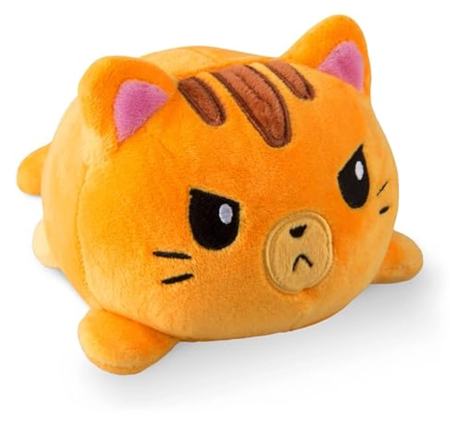 TeeTurtle - The Original Reversible Cat Plushie - Orange Tabby - Cute Sensory Fidget Stuffed Animals That Show Your Mood