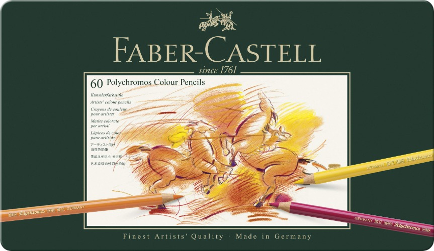 Faber-Castel 110060 Polychromos Colored Pencil Set In Metal Tin, 60 Pieces - 60 Count (Pack of 1)