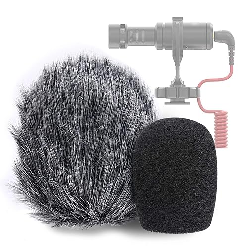 VideoMicro Microphone Foam windscreen & Deadcat Wind Shield, Foam & Furry Wind Muff for Rode VideoMicro and VideoMic Me Me-L Mic (2 PACK) by YOUSHARES - Furfoamkit
