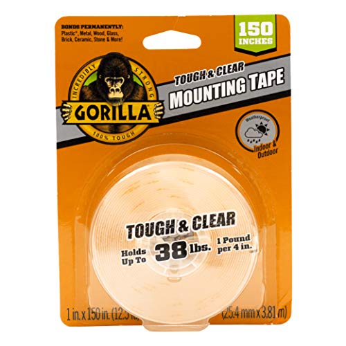 Gorilla Tough & Clear Double Sided Adhesive Mounting Tape, Extra Large, 1" x 150", Clear, (Pack of 1) - Clear
