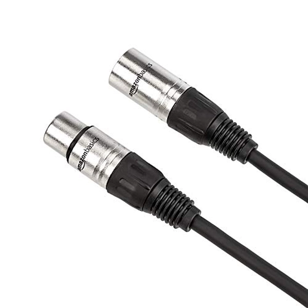 Amazon Basics 2-Pack XLR Microphone Cable for Speaker or PA System, All Copper Conductors, 6MM PVC Jacket, 25 Foot, Black