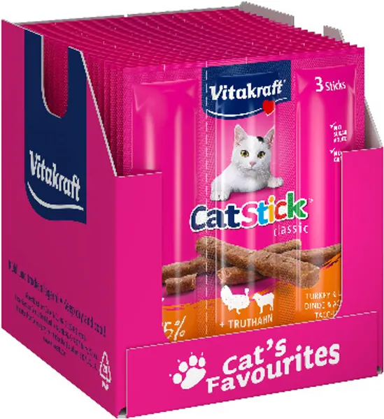Vitakraft Katzensnack Cat Stick, Truthahn und Lamm, 20x 3 St