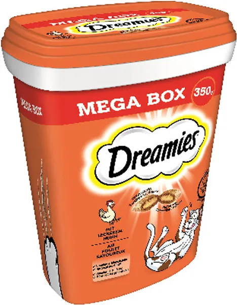 Dreamies Mix Katzensnacks mit Huhn-Geschmack – Außen knusprig & innen cremig – 2 x 350g