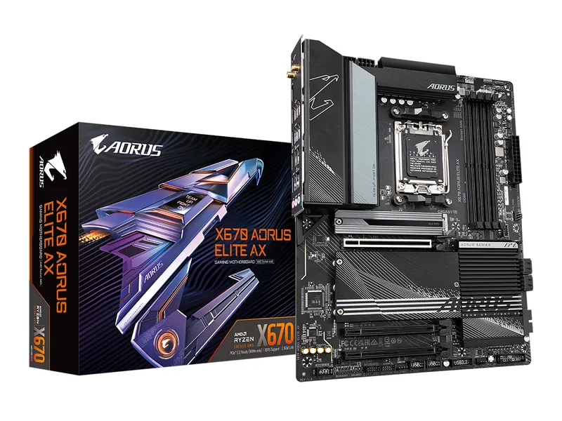 GIGABYTE X670 AORUS Elite AX (AM5/ LGA 1718/ AMD/ X670/ ATX/ 5 Year Warranty/ DDR5/ Quad M.2/ PCIe 5.0/ USB 3.2 Gen2X2 Type-C/AMD WiFi 6E/ 2.5GbE LAN/Q-Flash Plus/M.2 EZ-Latch/Gaming Motherboard) - X670 AORUS ELITE AX Bundle X670