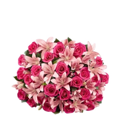 Deluxe Pink Rose and Lily Bouquet - Deluxe Pink Rose and Lily Bouquet / 1001-P-161808