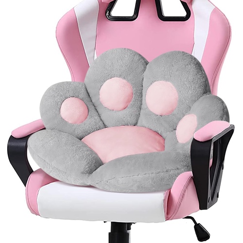 Ditucu Cat Paw Cushion Kawaii Chair Cushions 27.5 x 23.6 inch Cute Stuff Seat Pad Comfy Lazy Sofa Office Floor Pillow for Gaming Chairs Room Decor Grey - L-27.5x23.6 inch - Grey-1