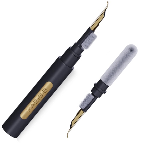 Hagibis Cleaning Pen for Airpods Pro 1 2 Multi-Function Cleaner Kit Soft Brush for Bluetooth Earphones Case Cleaning Tools for Lego Huawei Samsung MI Earbuds (Black) - Black Pen