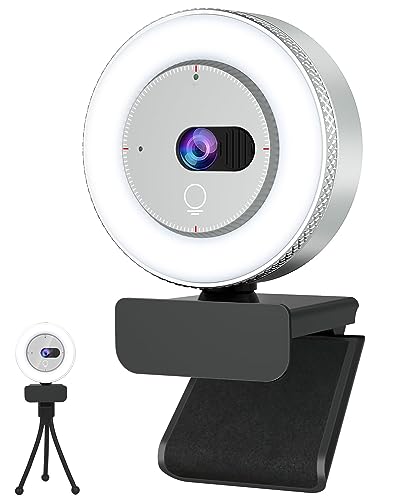 1080P Webcam with Light - Web Camera with Built-in Privacy Cover & Microphone, InstyQ Web Cam w/ 90° View, Plug&Play USB Webcam for Streaming, Calls/Conference, Zoom/Skype/YouTube, PC/Laptop/Desktop - 1080P