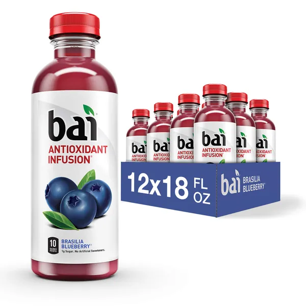 Bai Flavored Water, Brasilia Blueberry, Antioxidant Infused Drinks, 18 Fluid Ounce Bottles, 12 Count - Brasilia Blueberry 18 Fl Oz (Pack of 12)