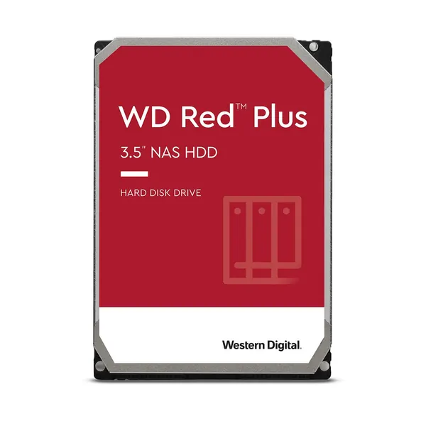 Western Digital 12TB WD Red Plus NAS Internal Hard Drive HDD - 7200 RPM, SATA 6 GB/s, CMR, 512 MB Cache, 3.5" - WD120EFBX - 12TB