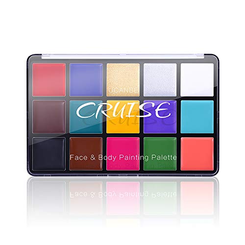 UCANBE Face Body Paint Oil, Professional 15 Colors FX Makeup Palette- Non Toxic Hypoallergenic Safe Facepaint for Halloween, Cosplay Costumes, Parties and Festivals - Classic