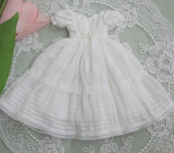 Doll Clothes Dress White double skirt Blythe ob24 Bjd Doll