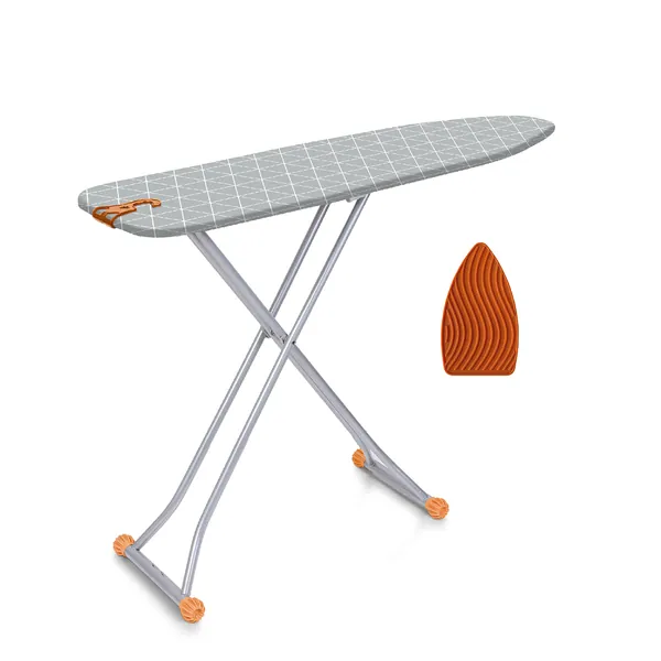 happhom Compact Space Saver Ironing Board with Extra Thick Heavy Duty Padded Cotton Cover, Height Adjustable, Lightweight and Easy Storage with Smart Hanger, for Small Spaces, Laundry Rooms or Dorms - 13"x43"