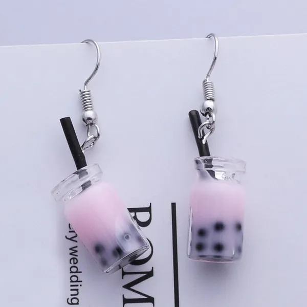 Jar of Milk Tea Earrings - Pink Milk Tea