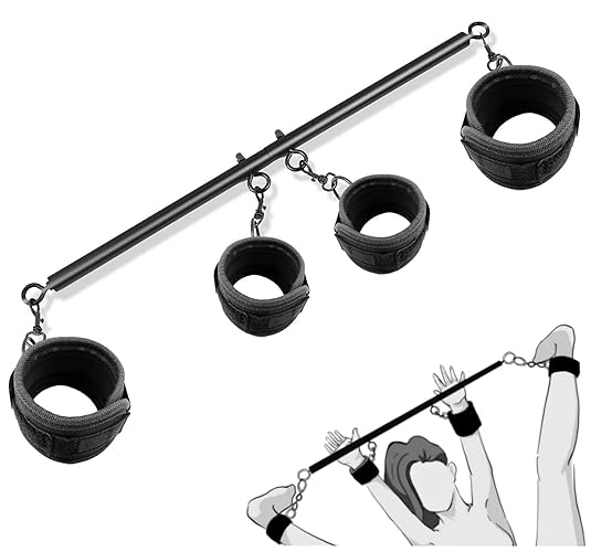 Spreader Bar Sex Toys Sex Furniture Restraints with Handcuffs Ankle Cuffs BDSM Bondage Set for Couples Adults SM Games Sex Play Adjustable and Detachable 22-36 Inch (Black) - 1 Piece Set - Black