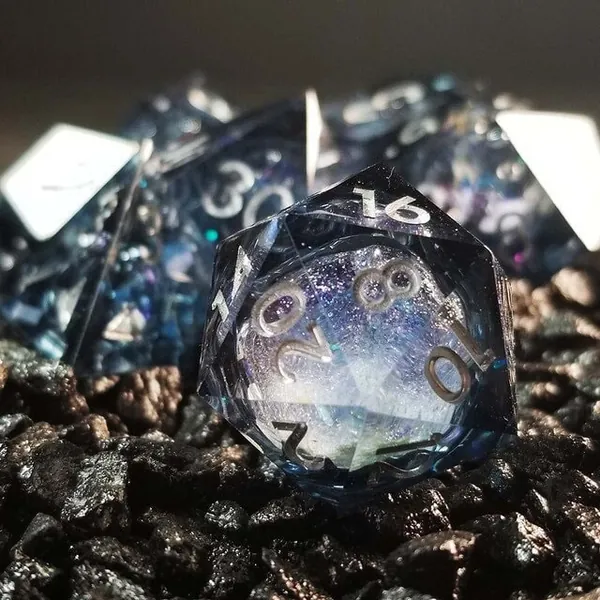 Sage's Orbs - Winter Souls Liquid Core Sharp Edge Resin Polyhedral Dice Set