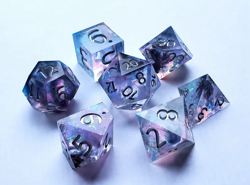 Cosmic starlight DND dice| D&D dice set | galaxy Sharp Edge dice | handmade dice for board game |Dungeons and Dragons dice set |DND GIFT