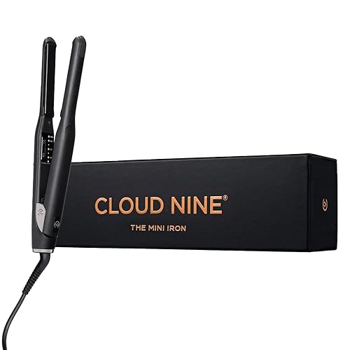 CLOUD NINE The Original Mini Iron Hair Straightener | Ceramic Floating Plates Variable Temperature Control 100°C to 200°C | Swivel Pivot Cord Quick Heat Smooth Sleek Results | Spring Flex Technology - Black - One Size