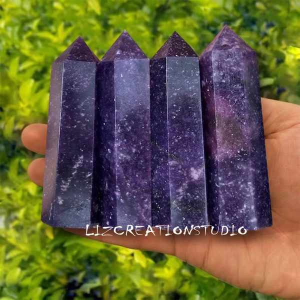 Lepidolite Tower Point- Mineral Specimen Gemstone Crystal Obelisk Wand- Polished Reiki Healing Crystal Gift