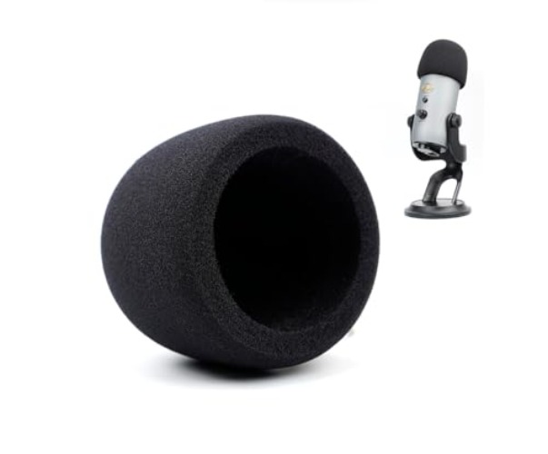 PhantAccy Pop Filter/Windscreen for Blue Yeti and Yeti Pro Microphones, Foam Mic Cover for Filtering Plosives and Hissing Noise - Foam-Black