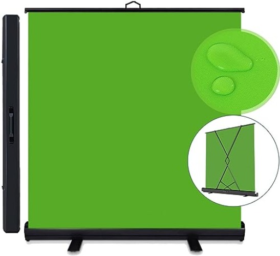 Green Screen Backdrop, WASJOYE Professional Collapsible Pull Up Chromakey Panel Auto-Locking Wrinkle-Resistant Photography Background for Photo Video Studio, Live Game, Streaming (200x150cm) - Green
