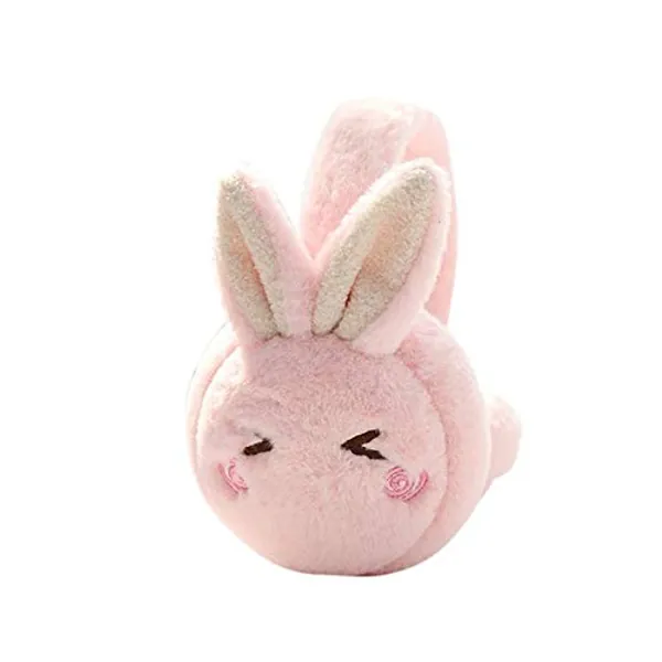 Tvoip Cute Cartoon Rabbit Ear Comfortable Adjustable Winter Warm Outdoors Ear Muffs for Women Girls - Pink