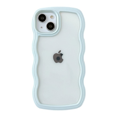 Caseative Cute Curly Wave Frame Shape Shockproof Soft Compatible with iPhone Case (Green,iPhone 12) - Green iPhone 12