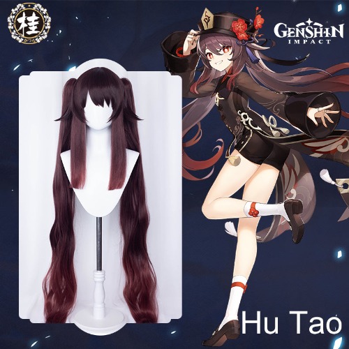 【Pre-sale】Uwowo Genshin Impact Cosplay Hu Tao Cosplay Wig 115cm Brown Claw Clip Ponytail Hutao Hair