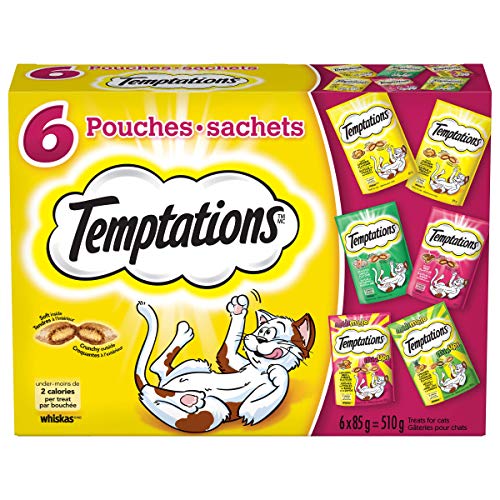 Temptations Adult Cat Treats Assorted Variety Pack, 510g (6x85g Pack) - 510 g (Pack of 1) - Beef - Chicken - Seafood - Mix-ups - Cat Treats