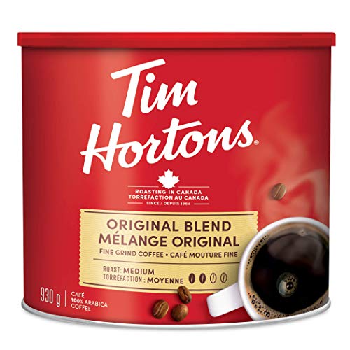Tim Hortons Original Blend, Fine Grind Coffee, Medium Roast, 930g Can, red - Original Blend - Coffee