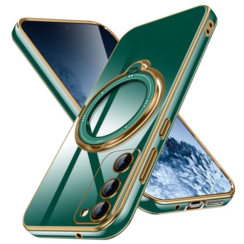 JUNAUTTB for Samsung Galaxy S20 FE Case with Camera Lens Protecto,Compatible with Magnetic,Soft TPU Shiny Electroplating Magnetic Ring Bracket Phone Case 6.5inch,Dark Green JUS09-05 - Samsung Galaxy S20 FE - Dark green