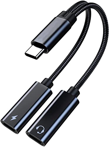 USB C Splitter, Dual USB C Headphones and Charger Adapter with PD 60W Fast Charging for iPhone 15/15Pro/15Pro Max, Pixel 7 6 5XL,Samsung Galaxy S23 S22 S21 S21+ Note 20 and More - Black