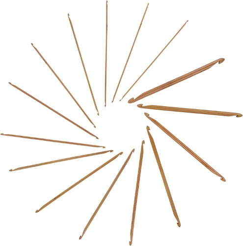 JubileeYarn Double Ended Bamboo Tunisian Crochet Hooks Set | 15 Sizes: 3mm-12mm | Carbonized Brown - Carbonized Brown