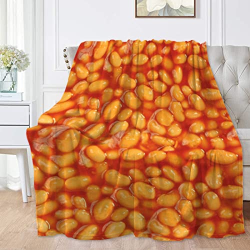 Baked Beans Throw Blanket 3D Food Blanket for Girls Boys Kids Soft Cozy Fleece Funny Food Blanket for Bed Couch Sofa Chairs—All Season Large 80''x60'' (Queen) Adult - Baked Beans2 - Large 80''x60'' (Queen) ADULT
