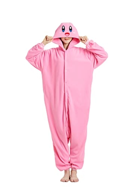 YIYTREE Kirby Onesies Adult Cartoon Costume Pajamas Cosplay Jumpsuit for Christmas