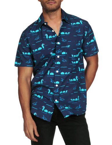 Men's Bright Hawaiian Shirts for Spring Break and Summer - Horizontal Stretch Aloha Shirt for Guys