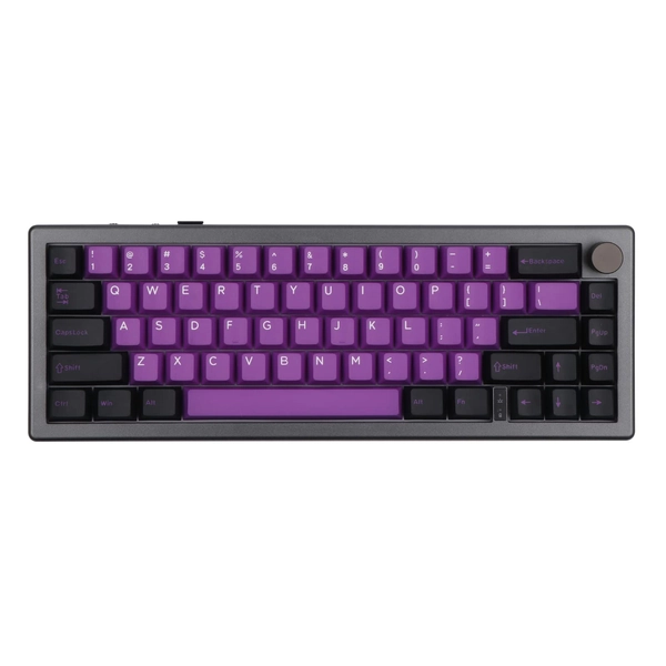 Epomaker EK68 Mechanisch toetsenbord, 65% Gasket NKRO, hot swappable triple mode gamingtoetsenbord met 3000 mAh-batterij, RGB-achtergrondverlichting, voor kantoor, thuis/Windows/Mac, Black Purple,